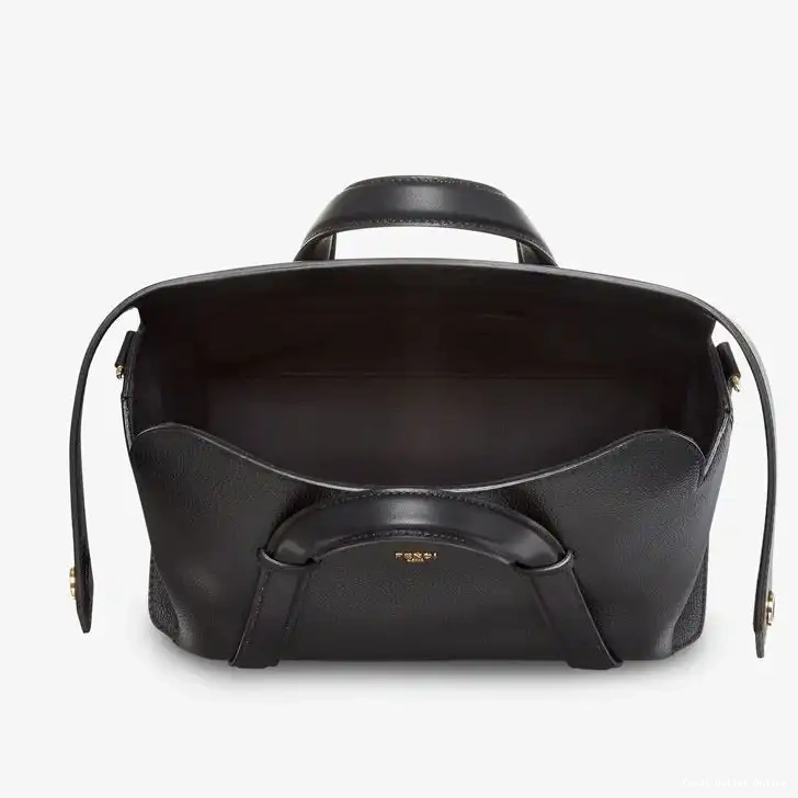 Affordable Leather In Boston 365 Bag Black Fendi Grained Medium 0501